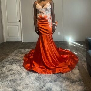 Elegant Orange Evening Gown